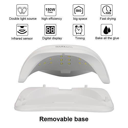 OVAREO lampara led uñas，Lámpara de Uñas UV LED 120 W Curado de Esmalte de Gel Secador de Uñas Rápido con Función de Temporización - 10S / 30S / 60S / 90S con Sensor Automatico