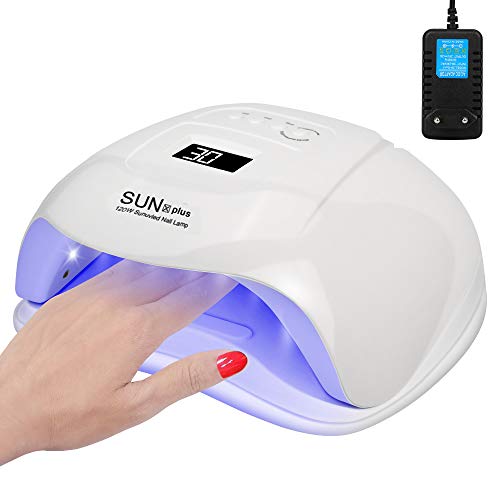 OVAREO lampara led uñas，Lámpara de Uñas UV LED 120 W Curado de Esmalte de Gel Secador de Uñas Rápido con Función de Temporización - 10S / 30S / 60S / 90S con Sensor Automatico