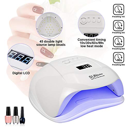 OVAREO lampara led uñas，Lámpara de Uñas UV LED 120 W Curado de Esmalte de Gel Secador de Uñas Rápido con Función de Temporización - 10S / 30S / 60S / 90S con Sensor Automatico