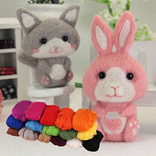 Ovillos de lana de fieltro para aguja de fieltro, 36 colores, para fieltrado con aguja y para tejer a mano, de ROSENICE