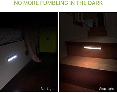 OxyLED Luz del sensor de movimiento,(10 LED 3pcs) Sensor USB recargable Luz del guardarropa,Luz de la noche del armario del LED con Encendido/apagado automático,para gabinete,Espejo de vanidad