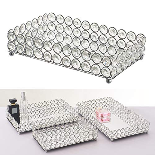 P Prettyia Bandeja de Tocador Cristal Espejada Soporte de Exhibición de Cosméticos Organizador para Joyas, Perfumes - 25x15x5cm