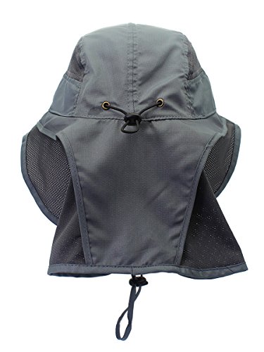 Pack de 2 Unisex Gorra de Safari con Extra Largo Protector de Nuca 12cm Gran Borde para Actividades al Aire Libre Sol Protección UV - Gris