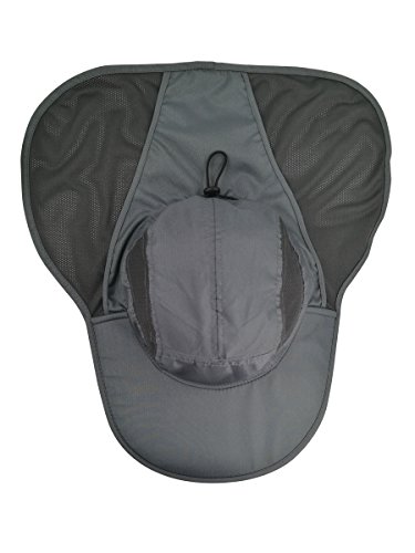 Pack de 2 Unisex Gorra de Safari con Extra Largo Protector de Nuca 12cm Gran Borde para Actividades al Aire Libre Sol Protección UV - Gris