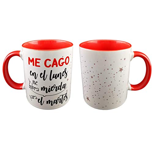 Pack DE LIBRETA Y Taza Frase ME CAGO EN LOS Lunes Y ME SOBRA Mierda para EL Martes Regalo Original