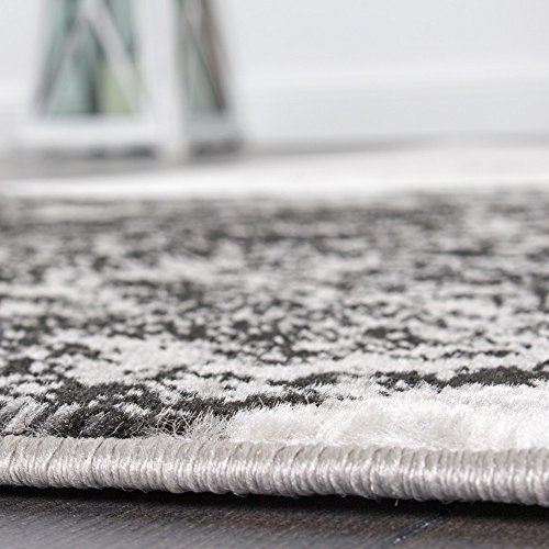 Paco Home - Alfombra con grabados de circulos, gris con crema, 120 x 170 cm