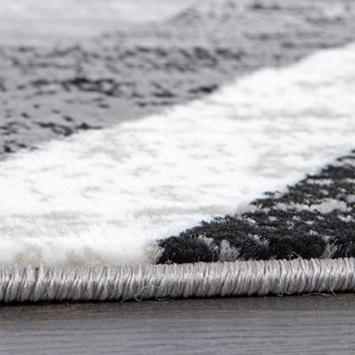 Paco Home - Alfombra con grabados de circulos, gris con crema, 120 x 170 cm