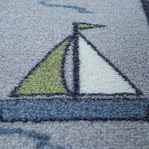 Paco Home Alfombra Infantil, Alfombra de Juego para Habitaciones Infantiles, Cajas de Rebote y Calles, Gris, tamaño:80x150 cm
