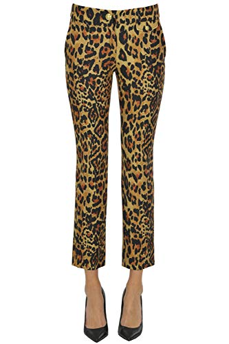 Paco Rabanne Animal Print Wool Trousers Woman Beige 38 FR