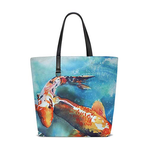 Página de inicio Arte Pintura Bolsos de hombro japoneses Koi Fish Monedero Bolsos de compras Correa ligera para mujeres Niñas Damas Bolso de mano para estudiantes