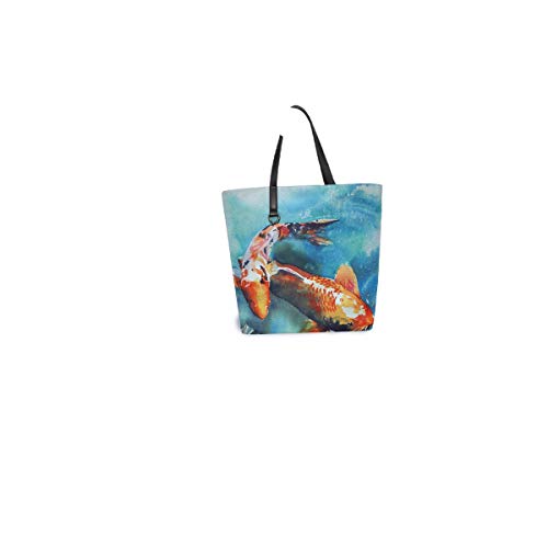 Página de inicio Arte Pintura Bolsos de hombro japoneses Koi Fish Monedero Bolsos de compras Correa ligera para mujeres Niñas Damas Bolso de mano para estudiantes
