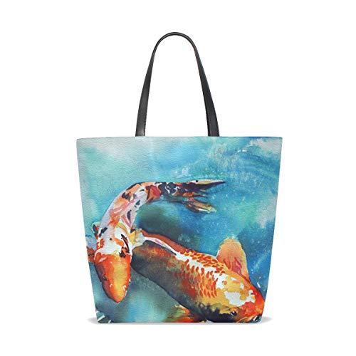 Página de inicio Arte Pintura Bolsos de hombro japoneses Koi Fish Monedero Bolsos de compras Correa ligera para mujeres Niñas Damas Bolso de mano para estudiantes