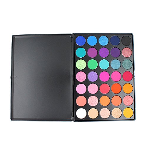 Paleta profesional de sombras de ojos de Miskos 35E, de 35 colores, polvo sedoso, resistente al agua, para maquillaje