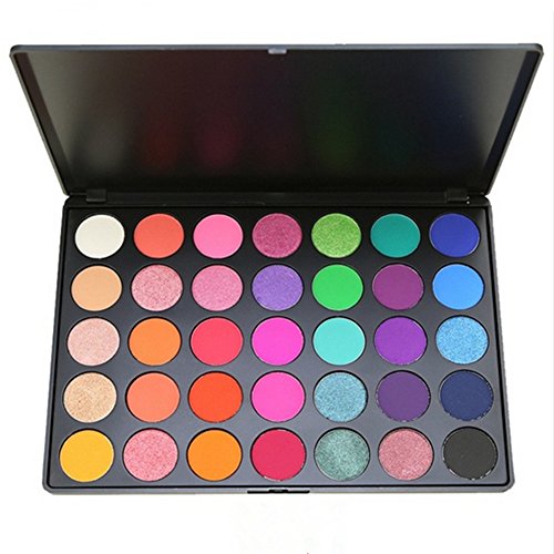 Paleta profesional de sombras de ojos de Miskos 35E, de 35 colores, polvo sedoso, resistente al agua, para maquillaje