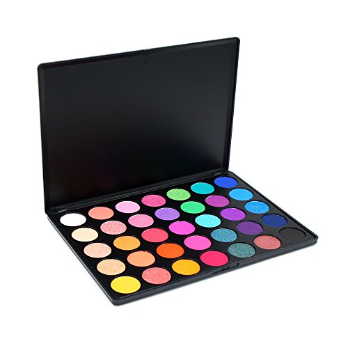 Paleta profesional de sombras de ojos de Miskos 35E, de 35 colores, polvo sedoso, resistente al agua, para maquillaje
