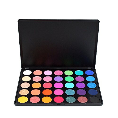Paleta profesional de sombras de ojos de Miskos 35E, de 35 colores, polvo sedoso, resistente al agua, para maquillaje