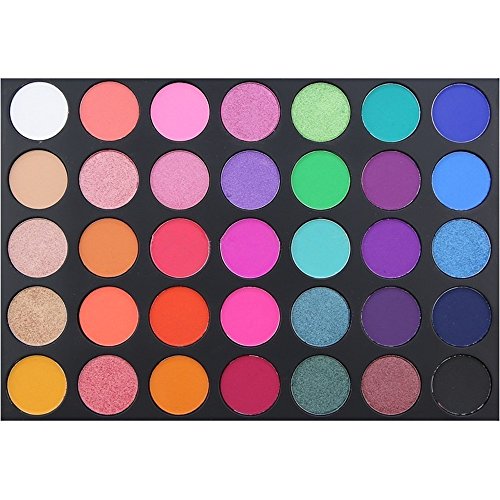 Paleta profesional de sombras de ojos de Miskos 35E, de 35 colores, polvo sedoso, resistente al agua, para maquillaje