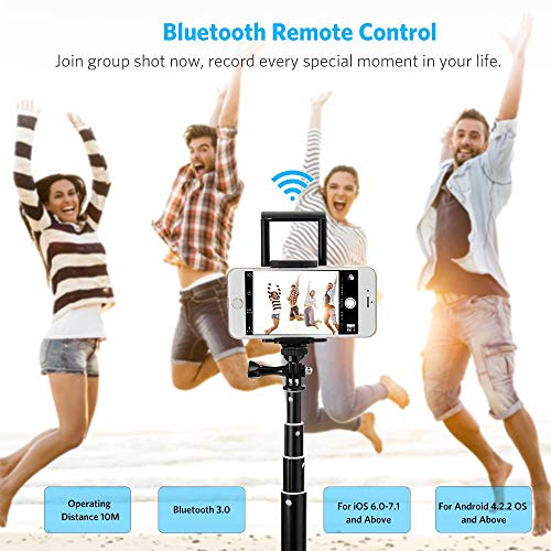 Palo Selfie,3 en 1 Palo Selfie tripode 1.5M Palo Selfie con Bluetooth Control Remoto Selfie Stick Extensible con Rotación de 360° para Gopro/iPhone 11/11 Pro/XS Max/XR/8/8 Plus, Huawei, Xiaomi