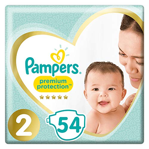 Pampers Premium Protection New Baby Pañales, talla 2 (4-8 kg), 1 unidad (1 paquete de 54 unidades).
