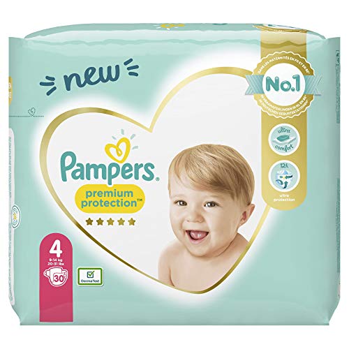 Pampers Premium Protection - Pañales (talla 4, 30 pañales, 9 kg - 14 kg, 885 g)