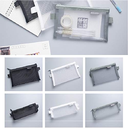 PAN-EX Escuela y Office Products N81409 Rejilla Transparente Cremallera Bolso de la Pluma Caja de lápices Paquete de Almacenamiento Grils Papelería Útiles Escolares (Color : S Gray)