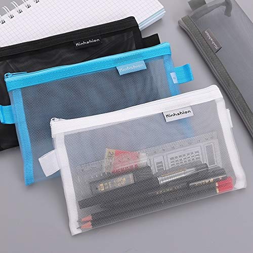 PAN-EX Escuela y Office Products N81409 Rejilla Transparente Cremallera Bolso de la Pluma Caja de lápices Paquete de Almacenamiento Grils Papelería Útiles Escolares (Color : S Gray)