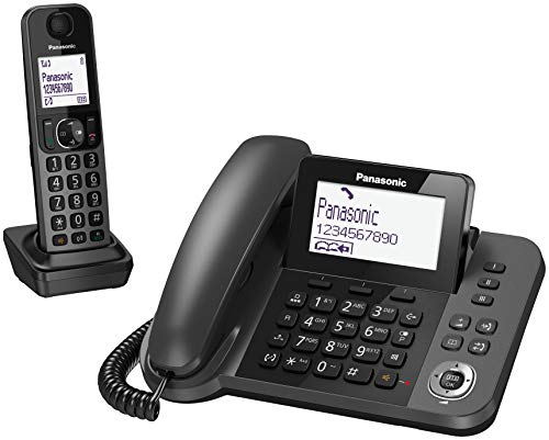 Panasonic KX-TF310 - Teléfono Fijo Inalámbrico con Supletorio Portátil (2 en 1, LCD, Teclas Grandes, Agenda de 100 Números, Bloqueo de Llamadas, Modo ECO, Reducción Ruido, Manos Libres) Color Negro