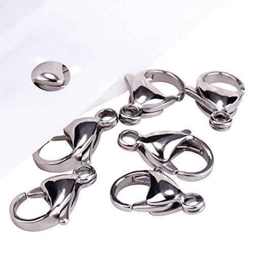 PandaHall Elite 304 Cierres de Garra de Langosta de Acero Inoxidable tamaño 15x9x4mm para Hacer Joyas Paquete de Valor 20 Piezas/Bolsa