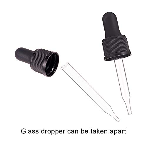 PandaHall Elite - Cuentagotas de Cristal para presión de Aceite Esencial, Tapa giratoria, cuentagotas de Aceite, pipetas y Ruedas para Botellas de Aceite Esencial