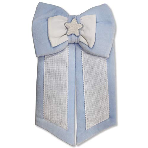 Panini Tessuti, Lazo nacimiento Coccarda para recién nacidos personalizado - Con tela Aida para bordado Nombre - Primera Infancia - nacimiento - Niños Stella Azzurro