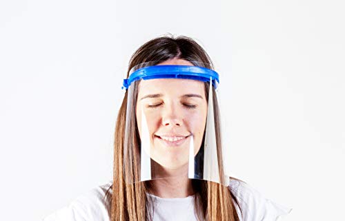 Pantalla Protección Facial - Pantalla Protectora Cara, Protector Facial, Visera Protectora - Visera Ajustable, Reutilizable, Ligera, ServalPharm Azul