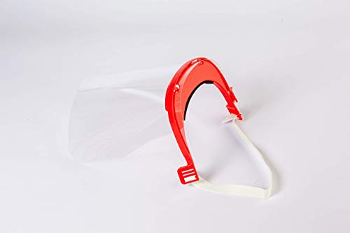 Pantalla Protección Facial - Pantalla Protectora Cara, Protector Facial, Visera Protectora - Visera Ajustable, Reutilizable, Ligera, ServalPharm Rojo