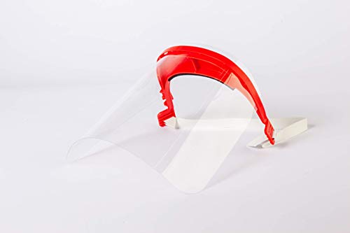 Pantalla Protección Facial - Pantalla Protectora Cara, Protector Facial, Visera Protectora - Visera Ajustable, Reutilizable, Ligera, ServalPharm Rojo