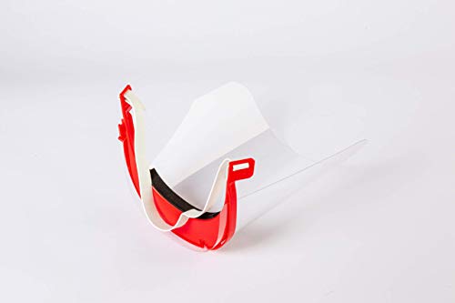 Pantalla Protección Facial - Pantalla Protectora Cara, Protector Facial, Visera Protectora - Visera Ajustable, Reutilizable, Ligera, ServalPharm Rojo