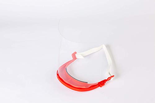 Pantalla Protección Facial - Pantalla Protectora Cara, Protector Facial, Visera Protectora - Visera Ajustable, Reutilizable, Ligera, ServalPharm Rojo
