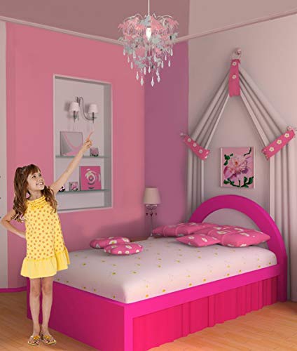 Pantalla Unicornio para Dormitorio Niñas Rosa Púrpura y Plata con Pendientes