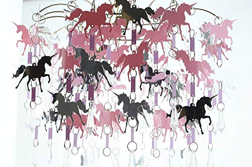 Pantalla Unicornio para Dormitorio Niñas Rosa Púrpura y Plata con Pendientes