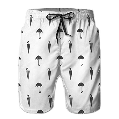 Pantalones Cortos de Playa de Secado rápido con Estampado 3D para Hombres, Vacaciones de Verano, Fondo de Paraguas, patrón sin Costuras, Paraguas Abierto y Cerrado L