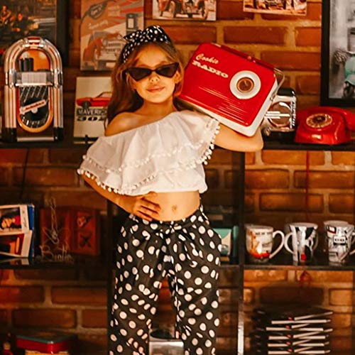 PAOLIAN Conjuntos Niñas Chica Verano 2019 Camisetas Sin Tirantes Manga Corta Bebes Niñas Pantalones Lunares Vestir Fiestas Borlas Volantes Bautizo 1-6 Años