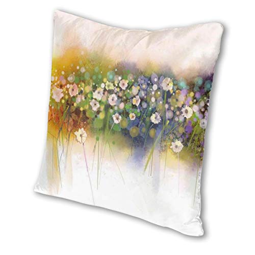 Papalikz Velvet Soft Decorative Square Accent Throw Pillow Covers Cushion Case,Vogue Display Wisteria Violets Wreath Fragrant Plants Herbs Spring Season Artsy,for Sofa Bedroom Car, 18 x 18 Inches