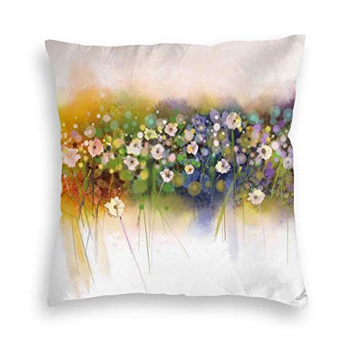 Papalikz Velvet Soft Decorative Square Accent Throw Pillow Covers Cushion Case,Vogue Display Wisteria Violets Wreath Fragrant Plants Herbs Spring Season Artsy,for Sofa Bedroom Car, 18 x 18 Inches