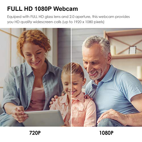 PAPALOOK PA150S Webcam Full HD 1080P Cámara Web Alta Definición con Micrófono Incorporado para PC, Portátil, Web CAM de USB Plug and Play para Youtube, Skype, Compatible con Windows 7/8 / 10 Mac OS