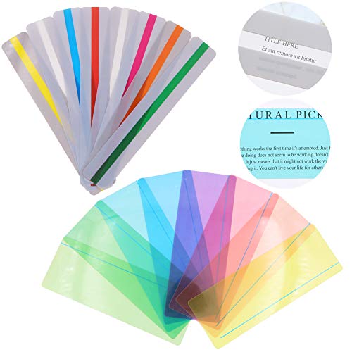 Paquete de 16 tiras guiadas de lectura para resaltar, superposiciones de colores, regla de seguimiento de lectura para niños, personas dislexias(8 tamaños estándar y 8 tamaños grandes)