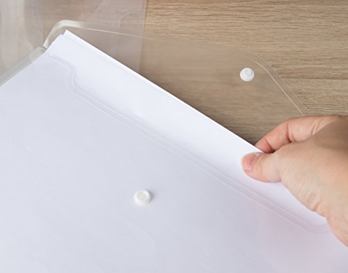 Paquete de 25 carpetas transparentes para documentos, sobres de plástico para documentos A4, 31,7 x 22,8 cm