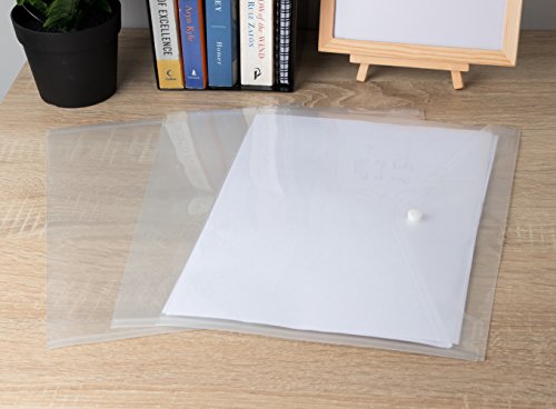 Paquete de 25 carpetas transparentes para documentos, sobres de plástico para documentos A4, 31,7 x 22,8 cm