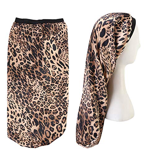 Paquete de 3 gorras de satén para dormir, impermeables, elásticas de ducha, extra grandes, de satén, para peluquería, spa, accesorios de baño