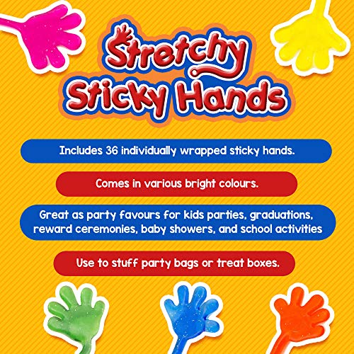 Paquete de 36 Mini sticky fingers - manos pegajosas de jalea pegajosa - para Party Bag & Pinata Fillers - regalos baratos juguetes para fiesta infantiles Favors - Juegos de cumpleaños para niños