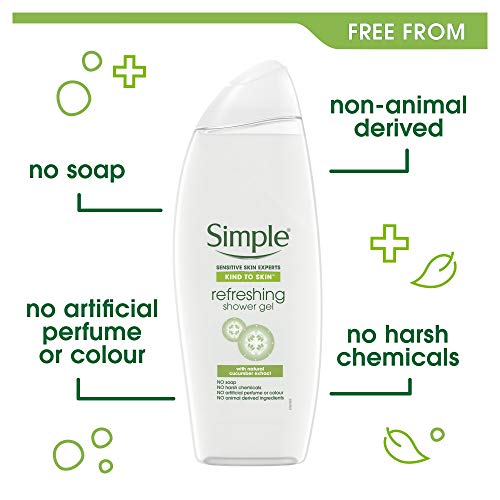 Paquete de 6 unidades de gel de ducha Simple Kind to Skin de 500 ml 