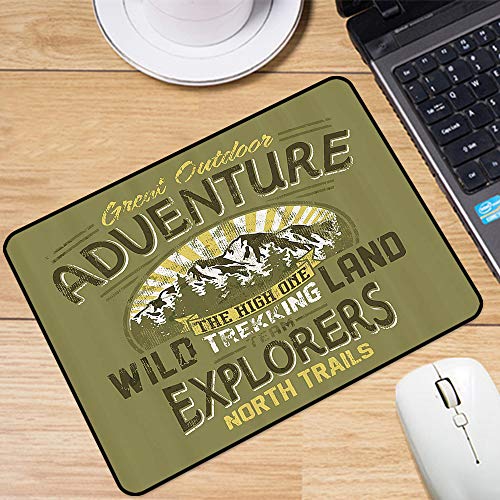 para Ratón con Cable o Inalámbrico,Vintage, Gran aventura al aire libre Un póster sobre escalada Patrón vintage, Marrón arena Blan,Impermeable Alfombrilla gruesa de goma antideslizante para ratón
