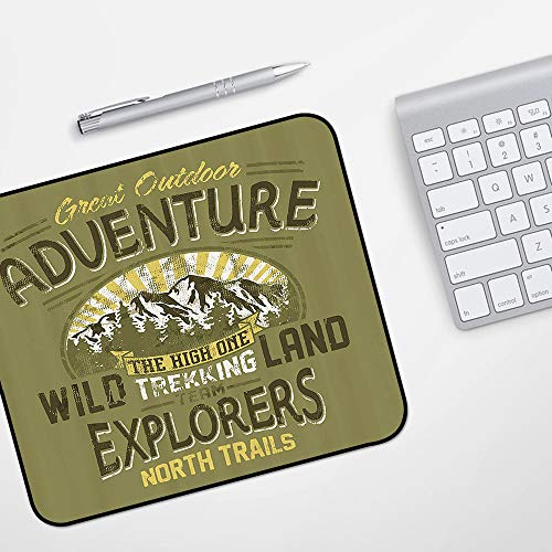 para Ratón con Cable o Inalámbrico,Vintage, Gran aventura al aire libre Un póster sobre escalada Patrón vintage, Marrón arena Blan,Impermeable Alfombrilla gruesa de goma antideslizante para ratón